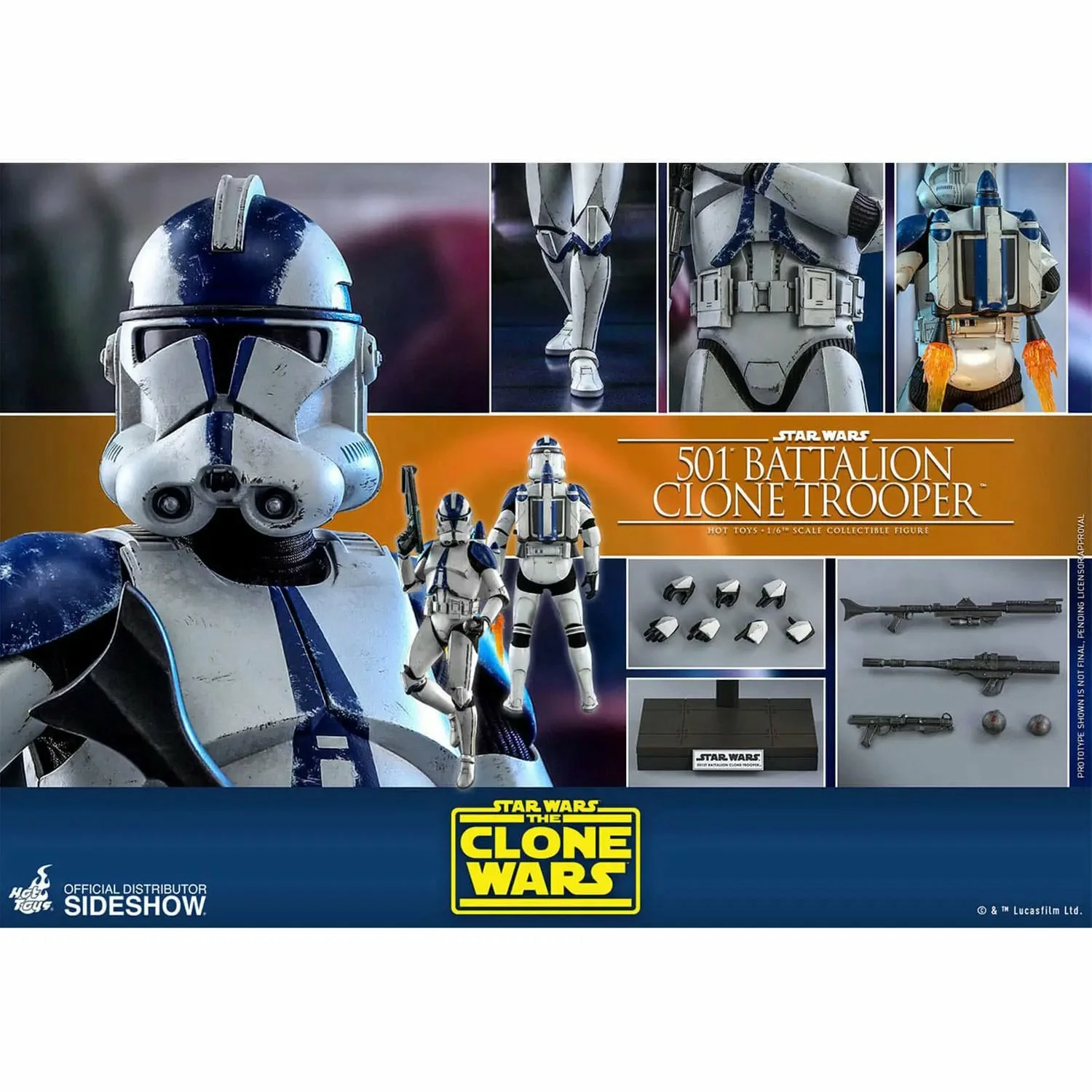 Hot Toys Star Wars The Clone Wars Action Figure 1/6 501st Battalion Clone Trooper - Image 2