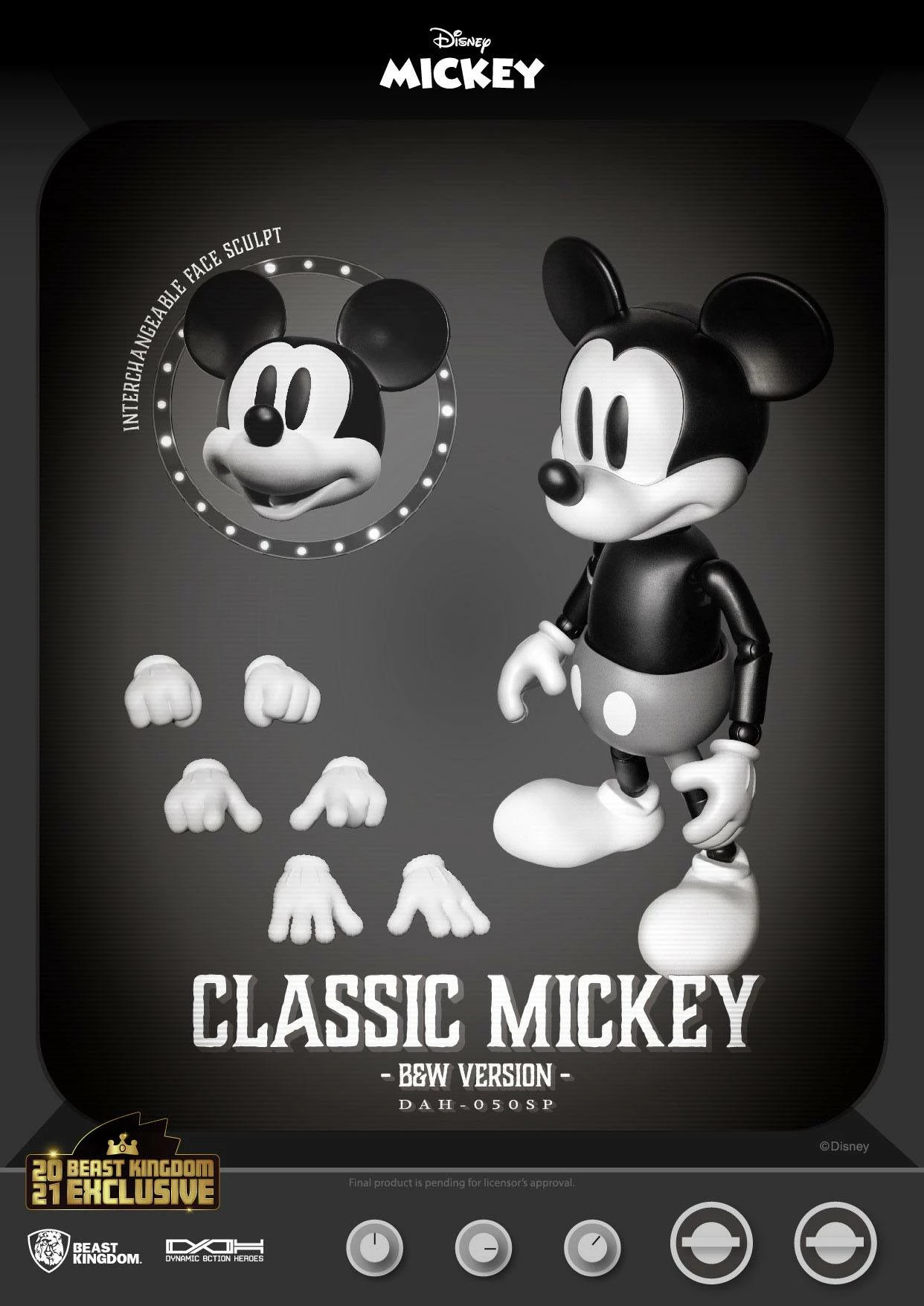 Disney Classic Dynamic Action Heroes 1-9 Mickey Classic Version B&W Version 21 C - Image 2