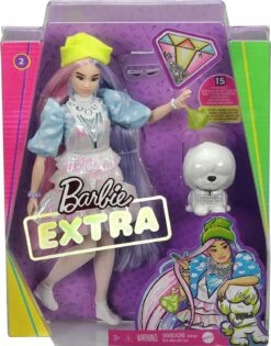 Barbie Extra Doll In Shimmery Look With Pet Puppy