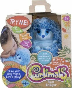 Curlimals Blue The Badger Interactive Soft Toy