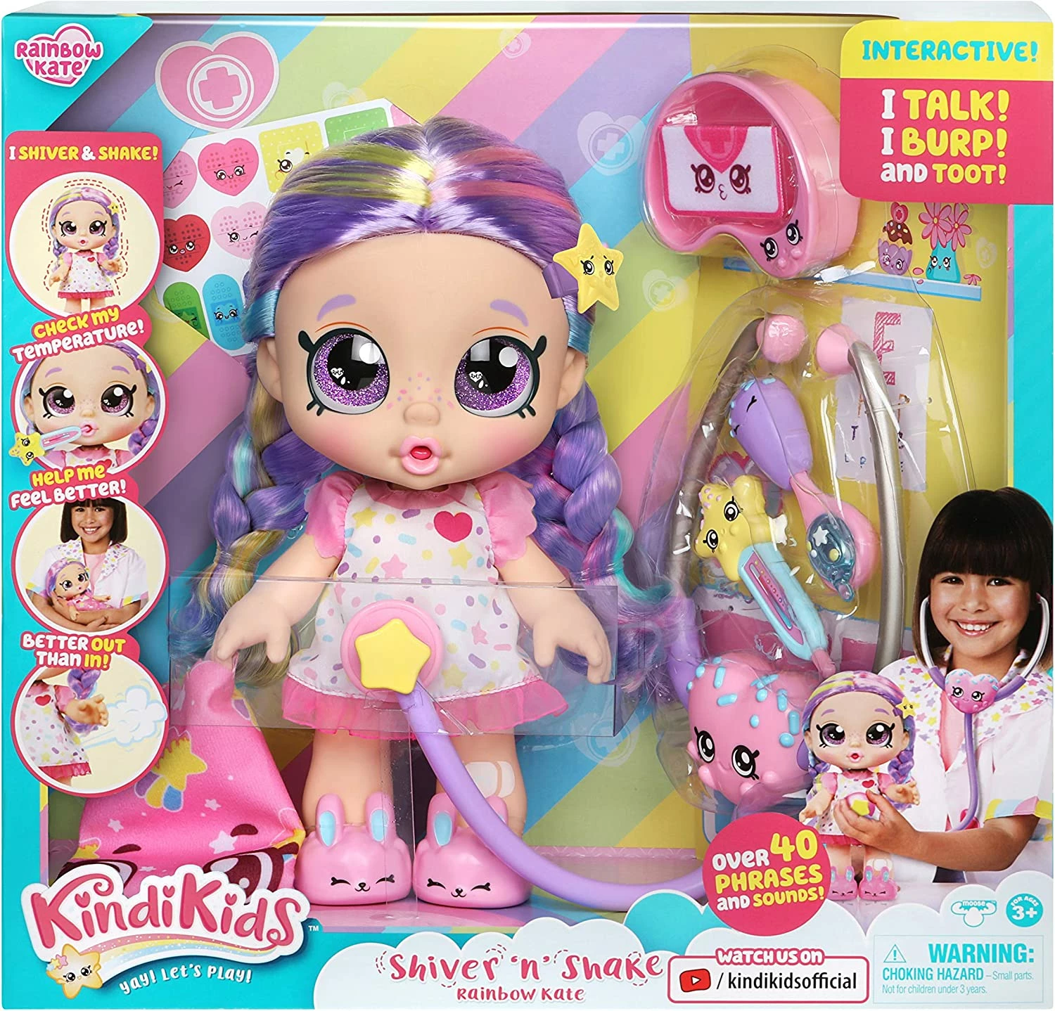 Kindi Kids Shiver 'n' Shake Rainbow Kate Interactive Talking Doll - Image 6