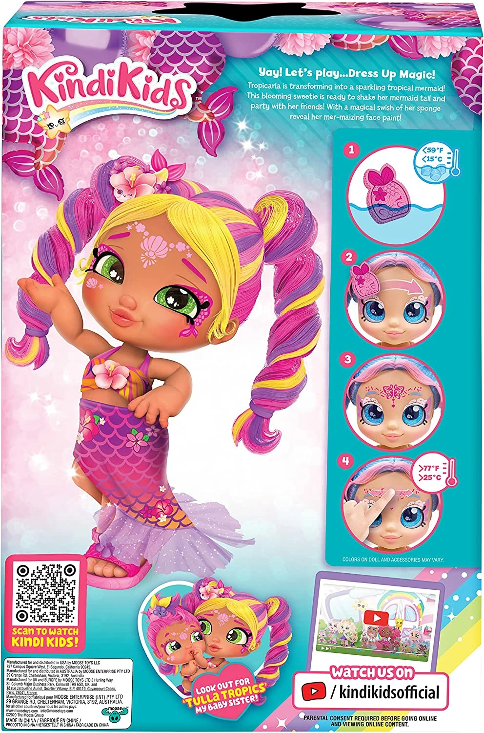 Kindi Kids Dress Up Magic Tropicarla Mermaid Face Paint Reveal Doll - Image 3