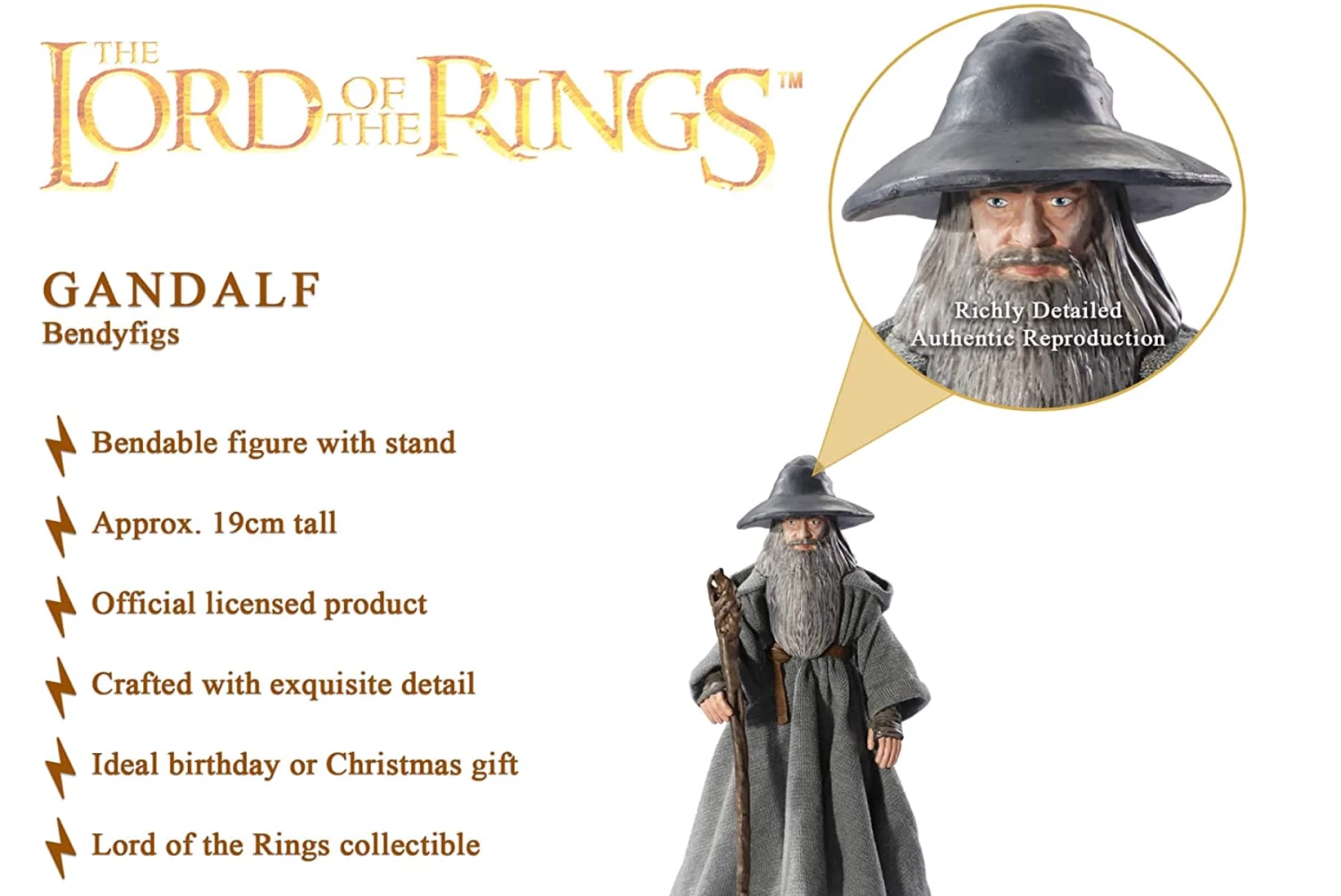 Official Lord Of The Rings Gandalf Bendyfigs Figure - Image 6
