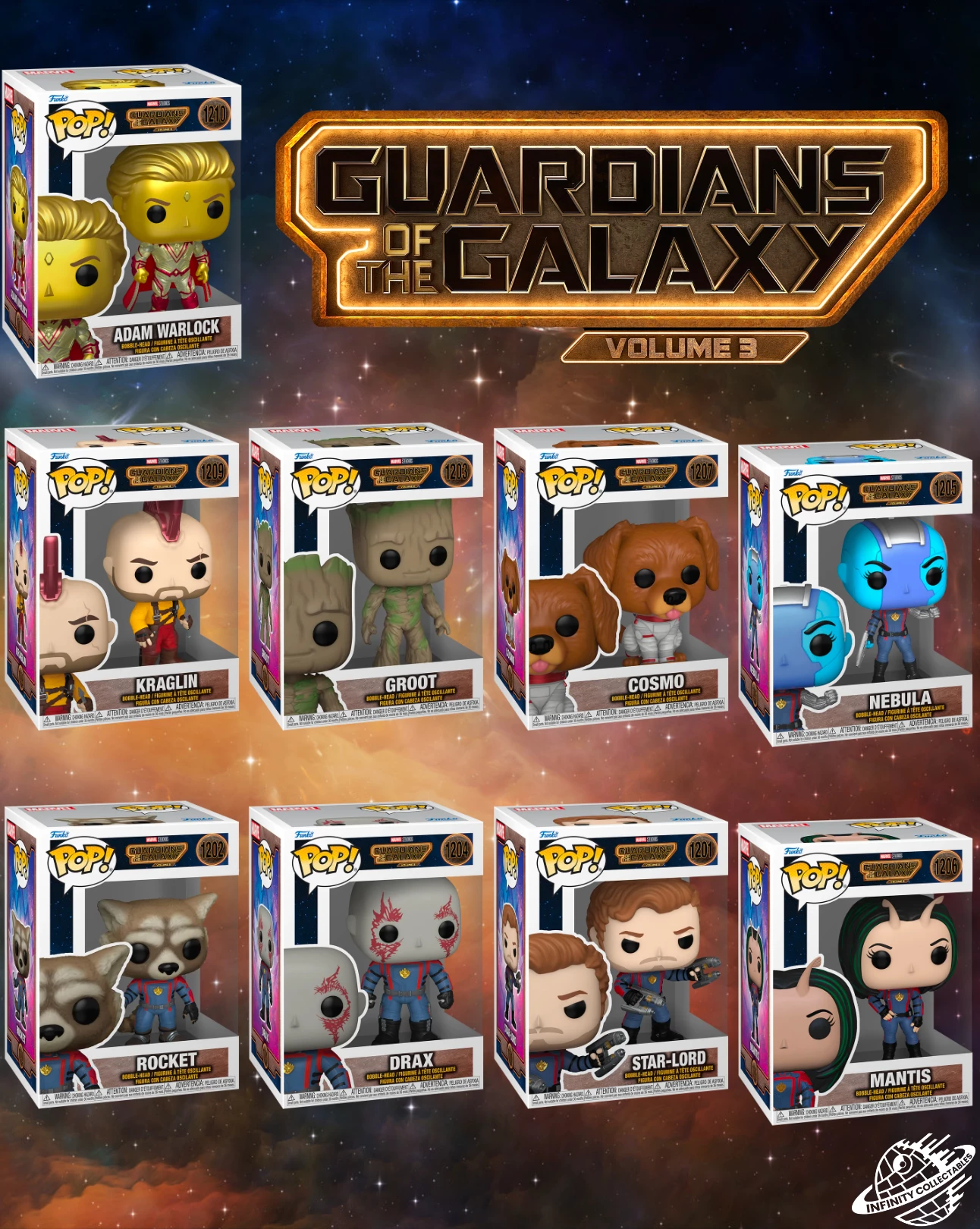 Guardians Of The Galaxy Vol. 3 Funko Pop! Vinyl Figure's (9) Bundle - Image 2