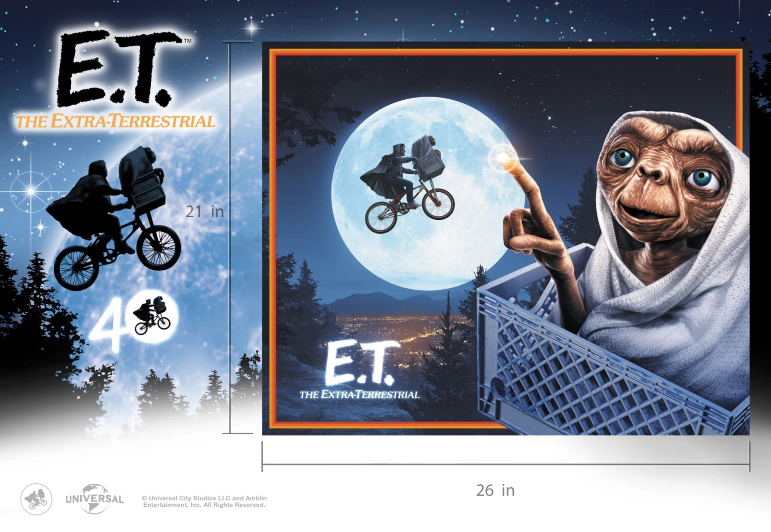 E.T. The Extra-Terrestrial Over The Moon 1000pc Jigsaw Puzzle - Image 3