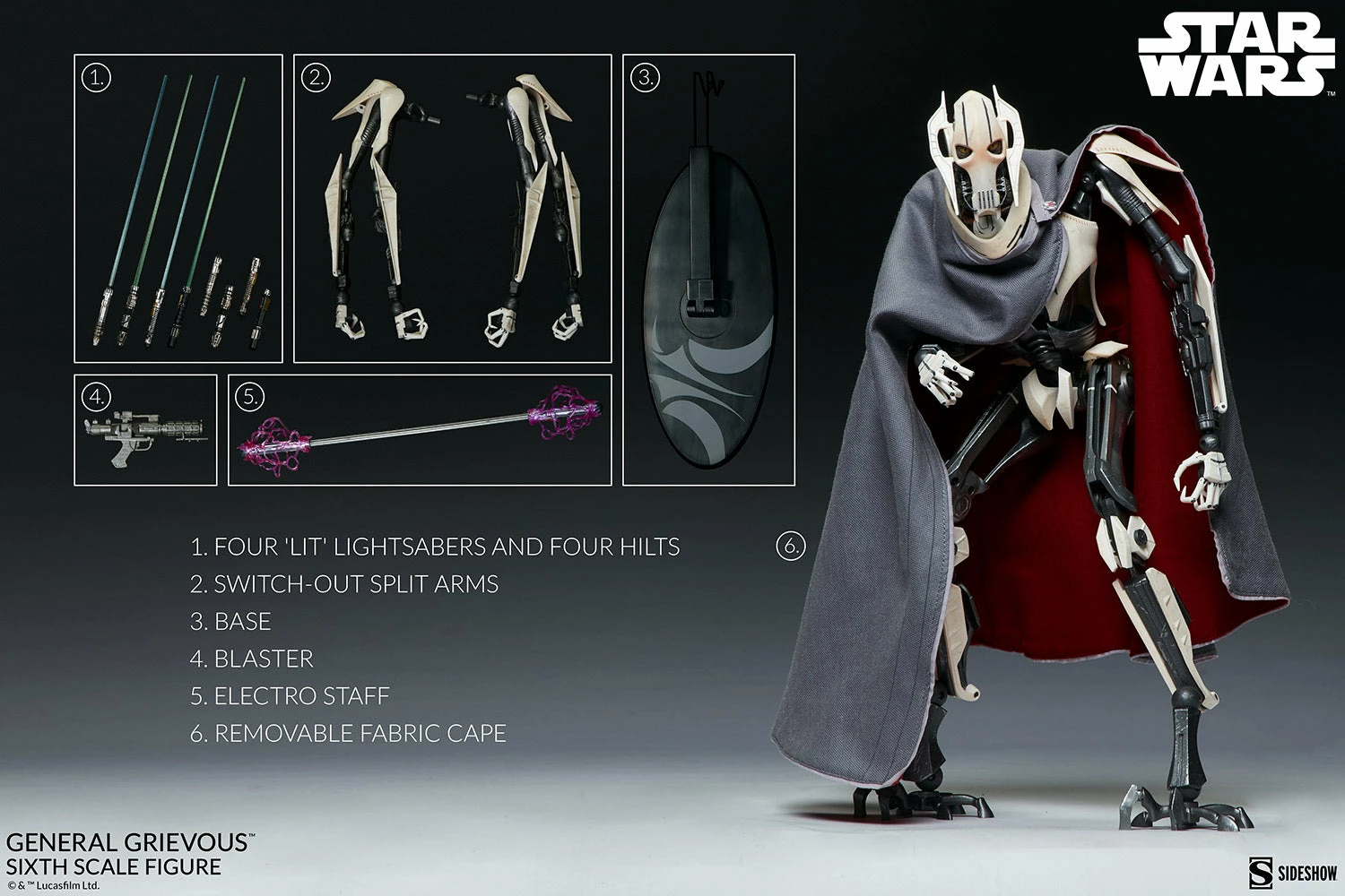 Sideshow Star Wars Action Figure 1/6 Scale General Grievous - Image 2