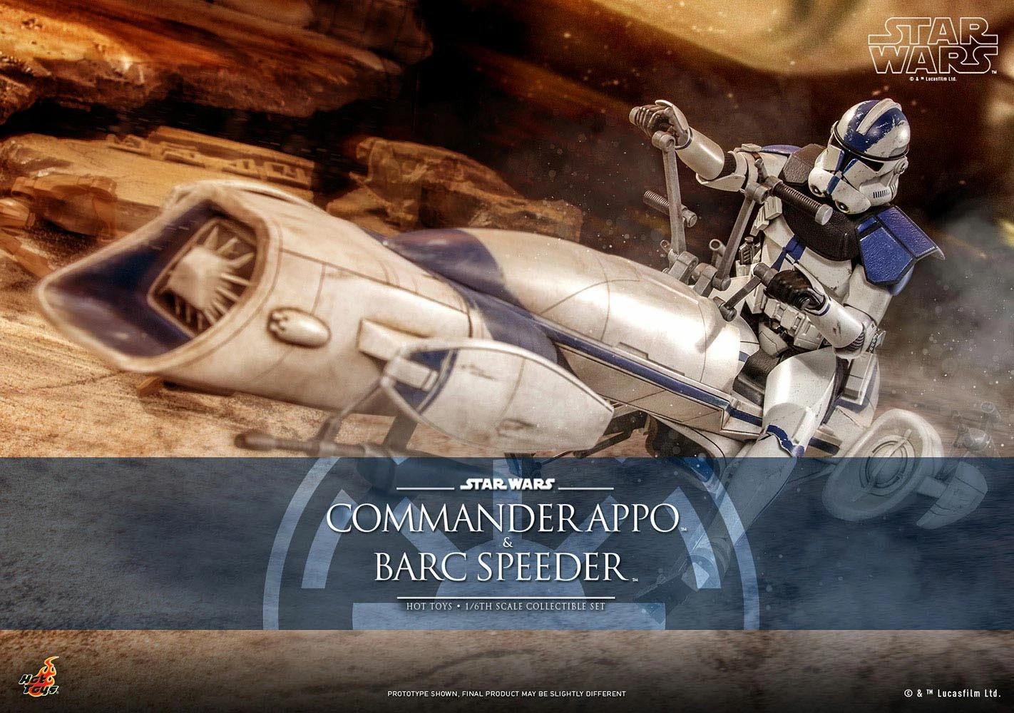 Hot Toys 1:6 Star Wars The Clone Wars Commander Appo With BARC Speeder
