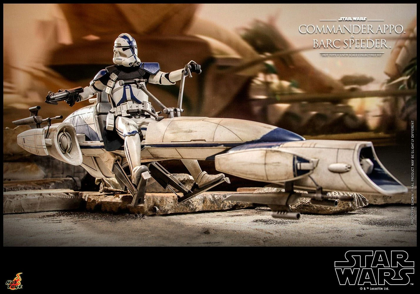 Hot Toys 1:6 Star Wars The Clone Wars Commander Appo With BARC Speeder - Image 5