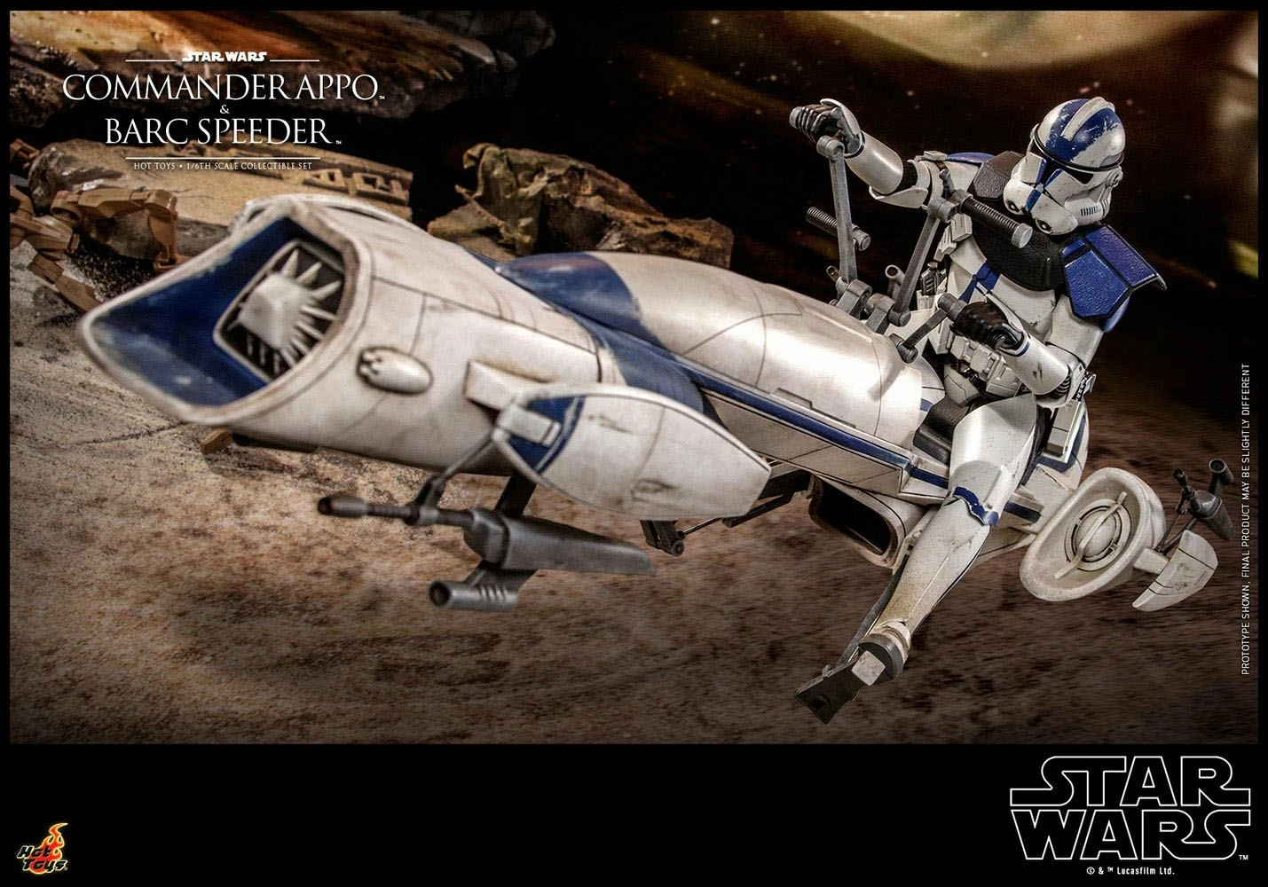 Hot Toys 1:6 Star Wars The Clone Wars Commander Appo With BARC Speeder - Image 4
