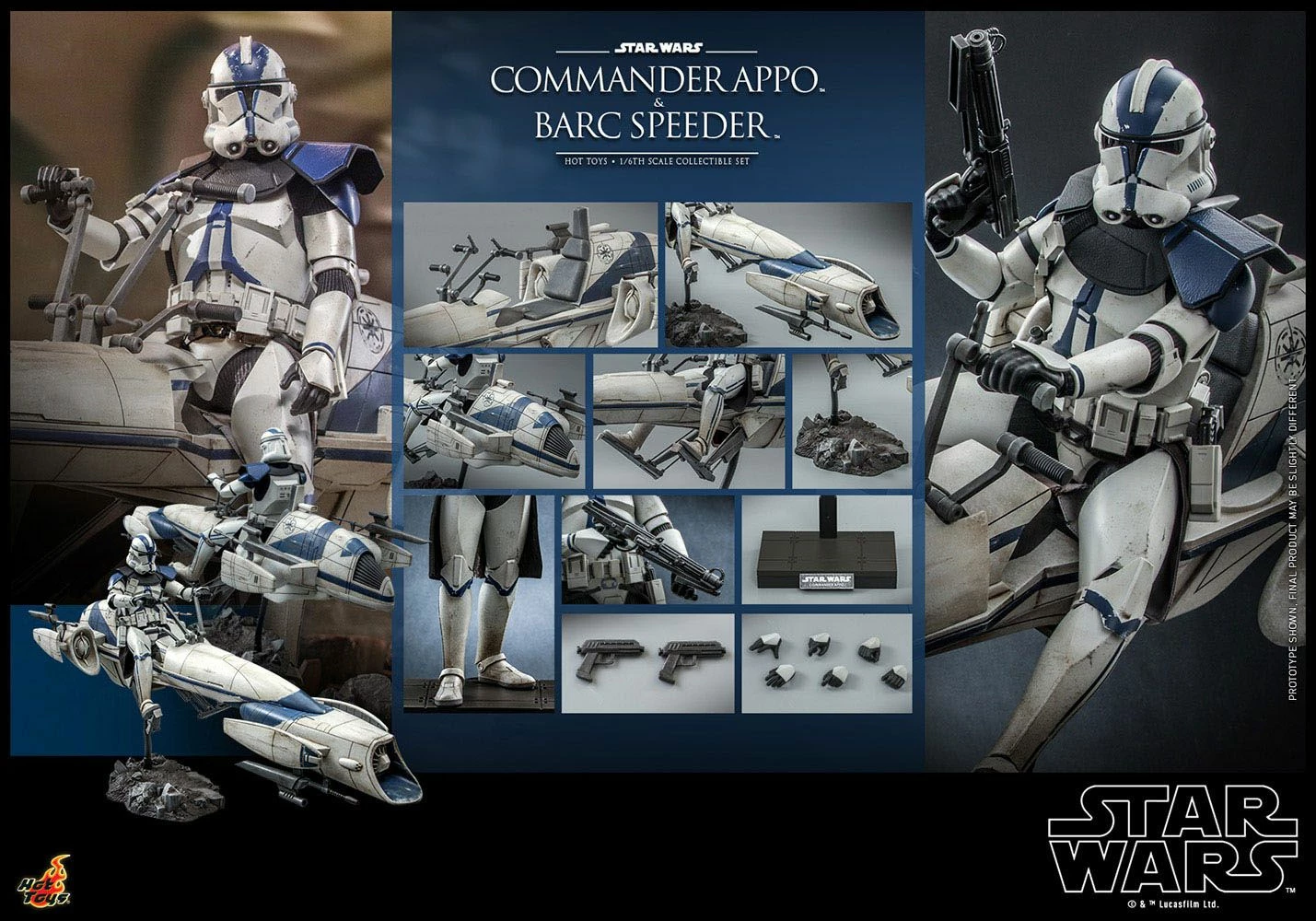 Hot Toys 1:6 Star Wars The Clone Wars Commander Appo With BARC Speeder - Image 2