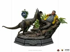 Iron Studios 1/10 Deluxe Art Scale Statue Jurassic Park Dennis Nedry With Dilophosaurus