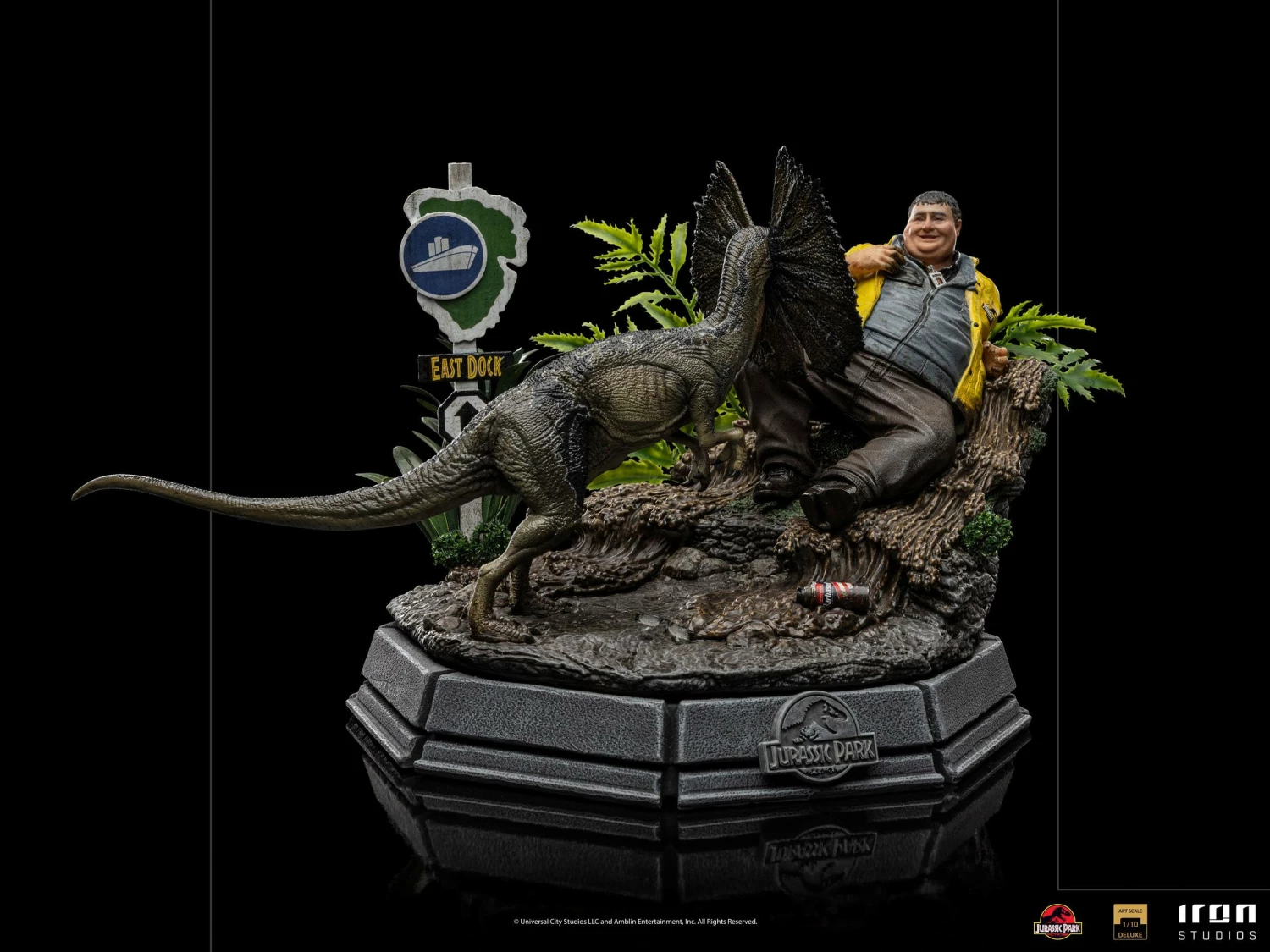 Iron Studios 1/10 Deluxe Art Scale Statue Jurassic Park Dennis Nedry With Dilophosaurus - Image 10