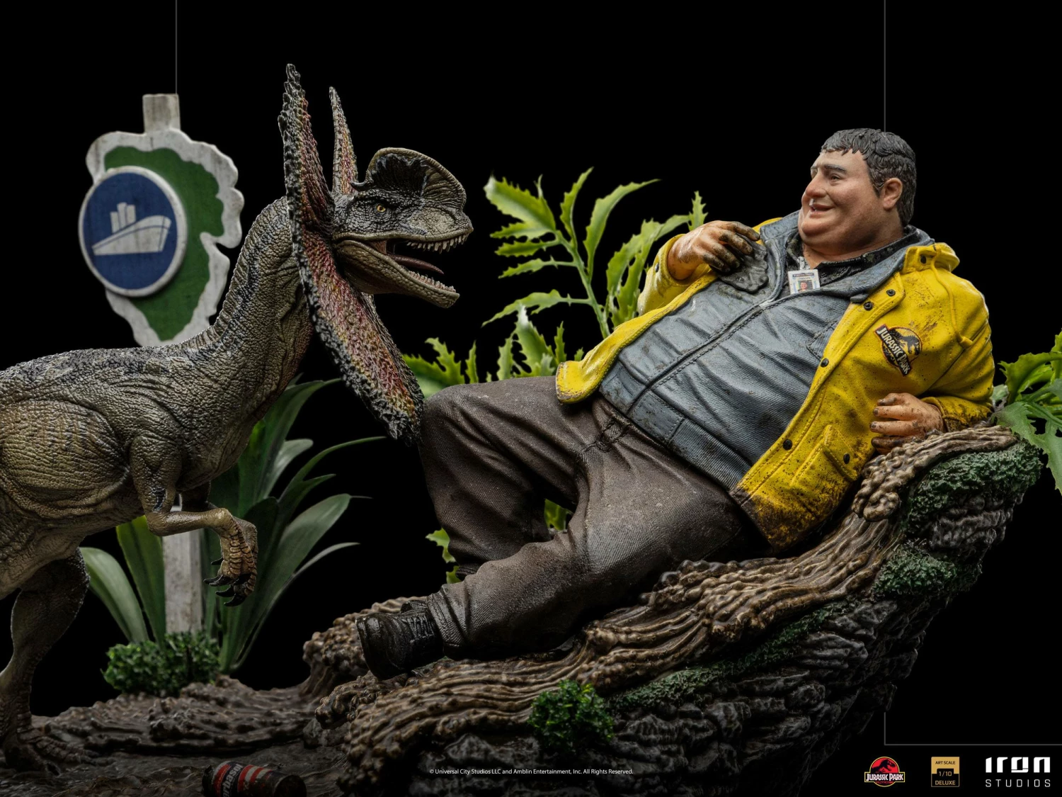 Iron Studios 1/10 Deluxe Art Scale Statue Jurassic Park Dennis Nedry With Dilophosaurus - Image 12