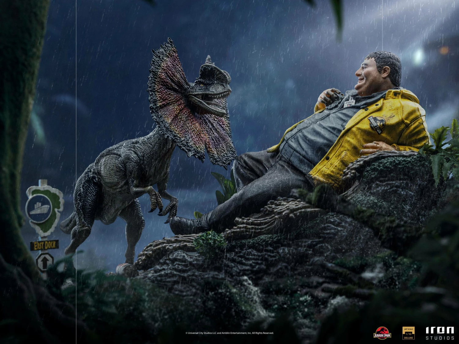 Iron Studios 1/10 Deluxe Art Scale Statue Jurassic Park Dennis Nedry With Dilophosaurus - Image 19