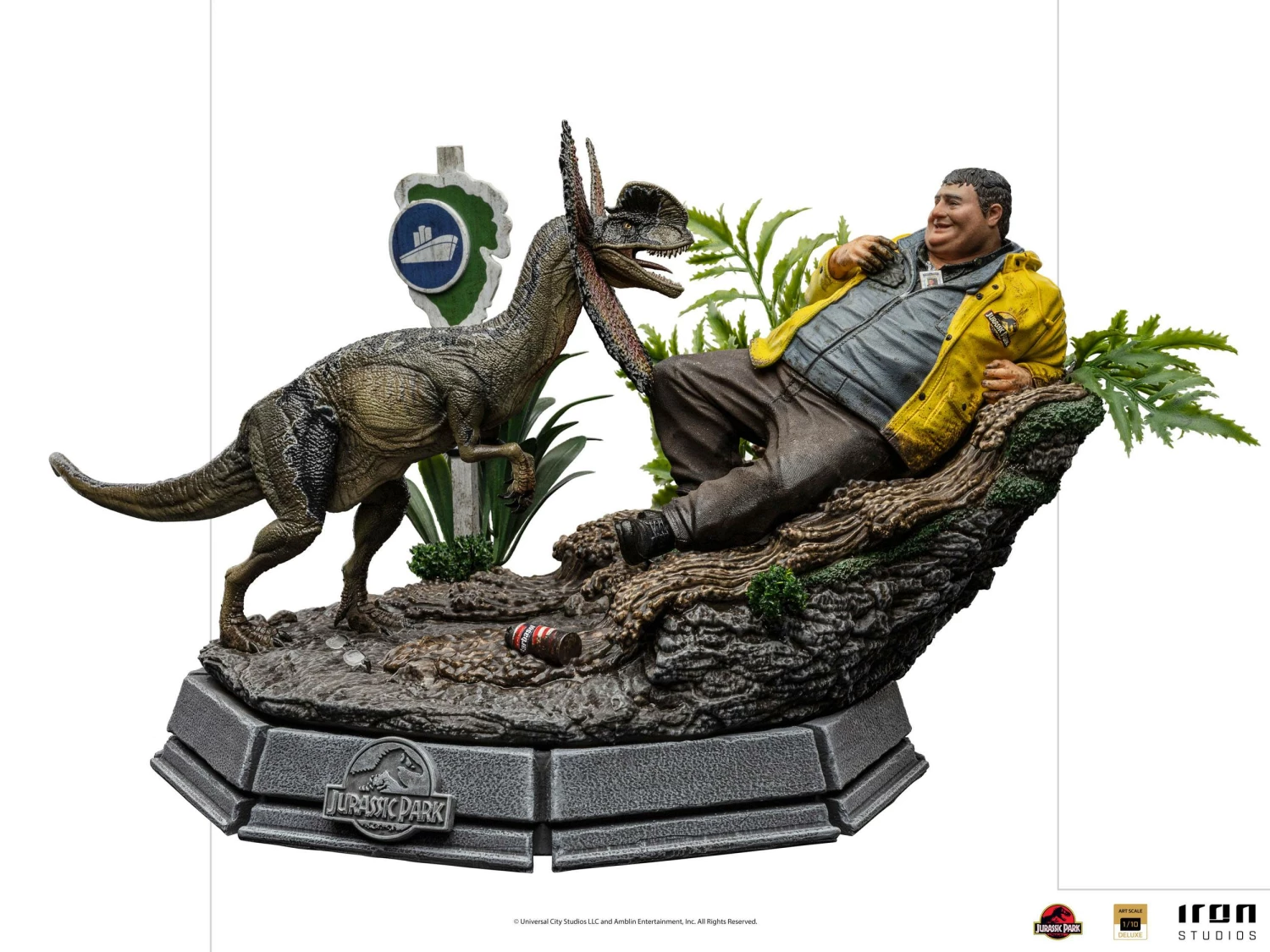 Iron Studios 1/10 Deluxe Art Scale Statue Jurassic Park Dennis Nedry With Dilophosaurus - Image 18