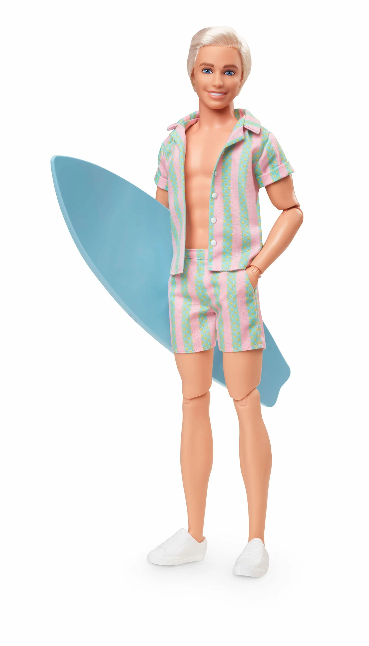 Barbie The Movie Ken Doll Wearing Pastel Striped Beach Matching Set - Image 13