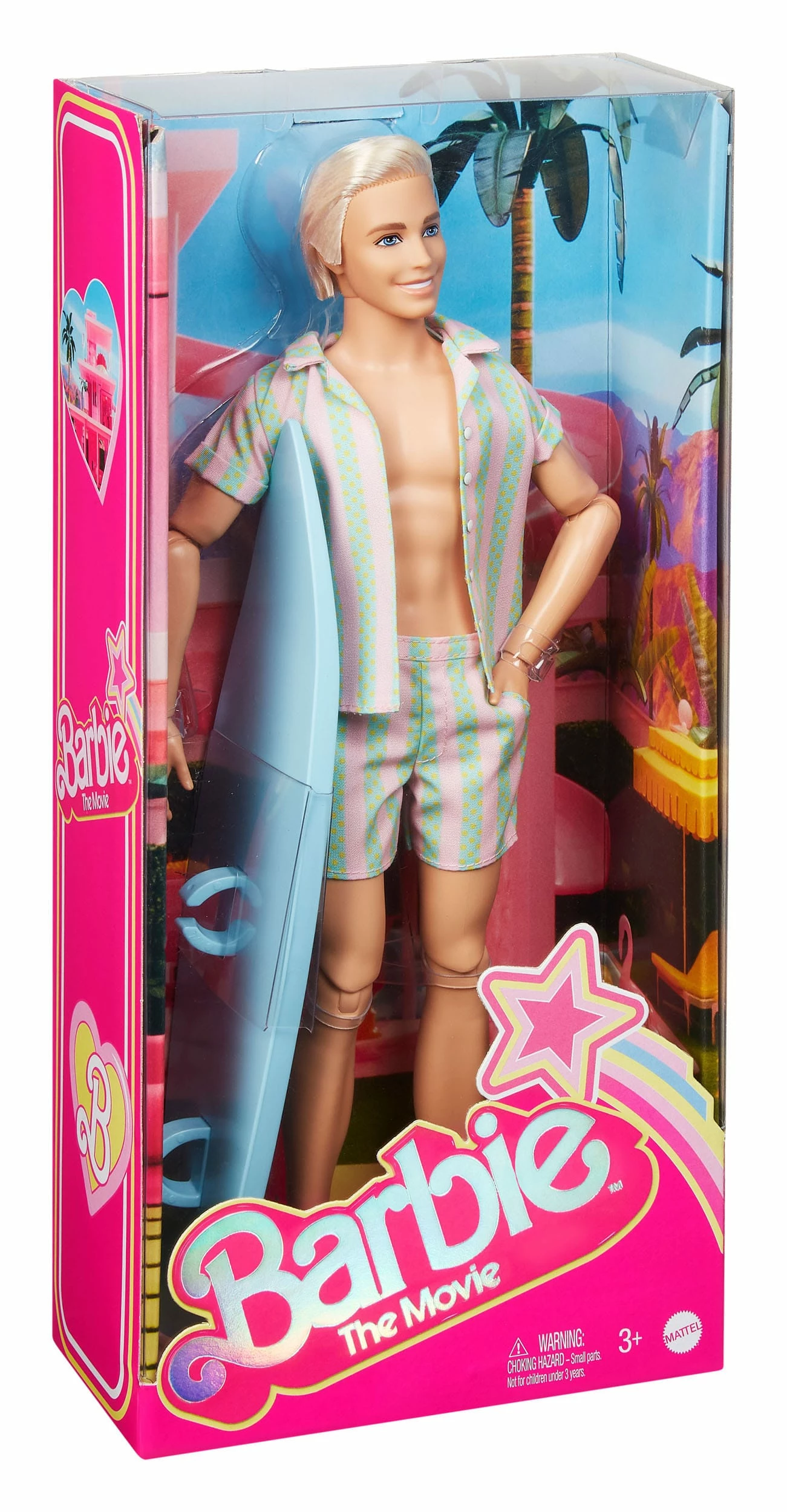 Barbie The Movie Ken Doll Wearing Pastel Striped Beach Matching Set - Image 4
