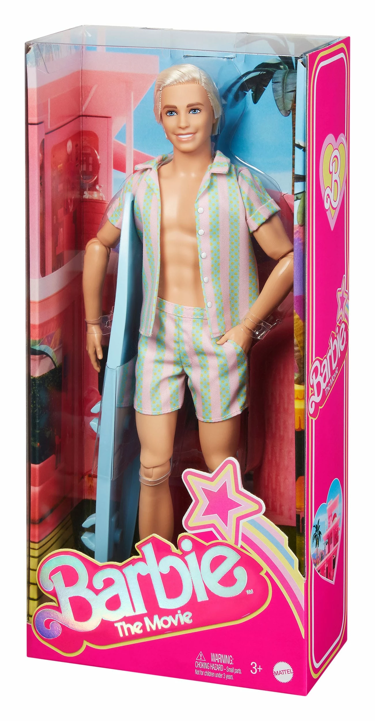 Barbie The Movie Ken Doll Wearing Pastel Striped Beach Matching Set - Image 5