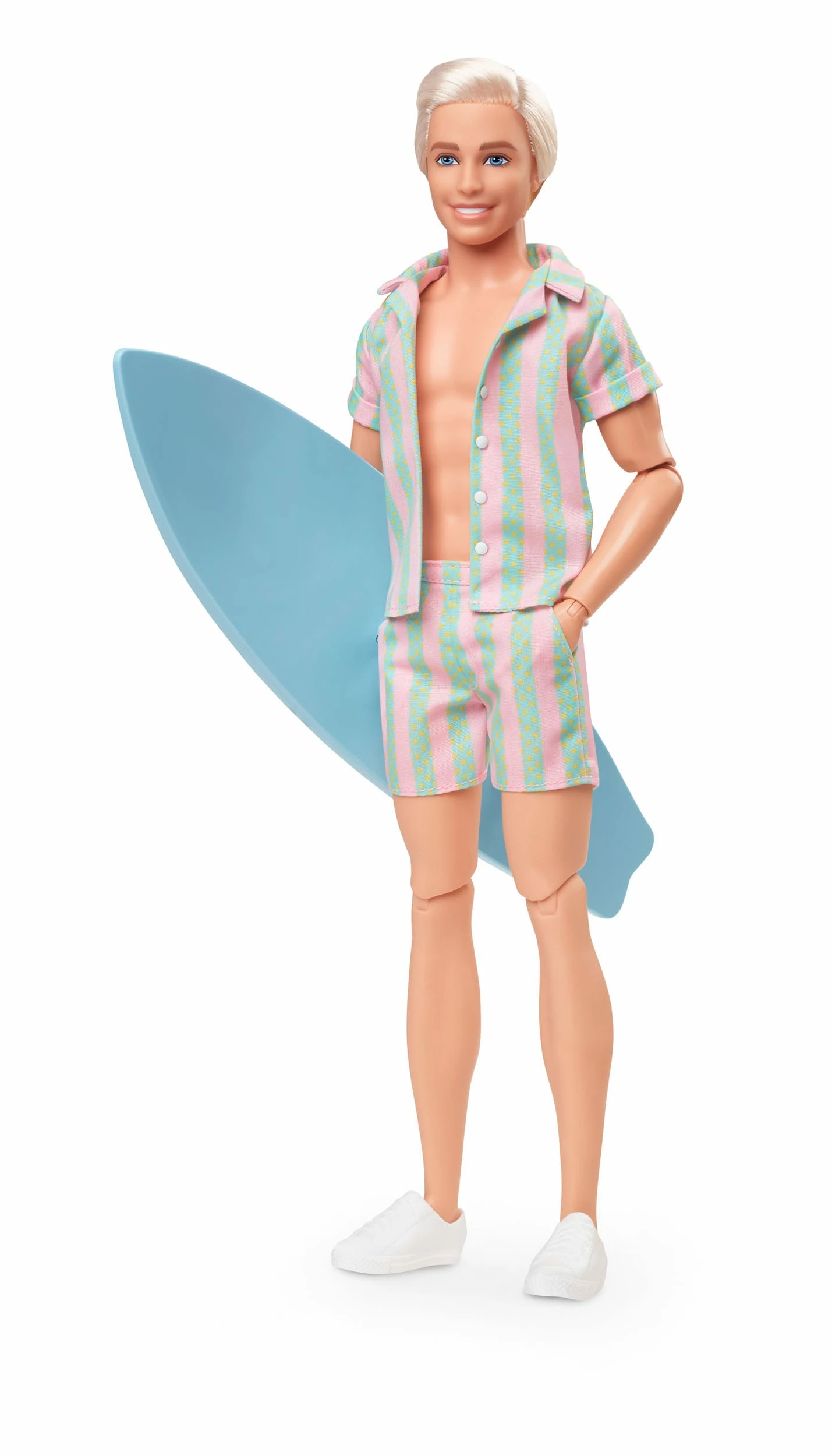 Barbie The Movie Ken Doll Wearing Pastel Striped Beach Matching Set - Image 2