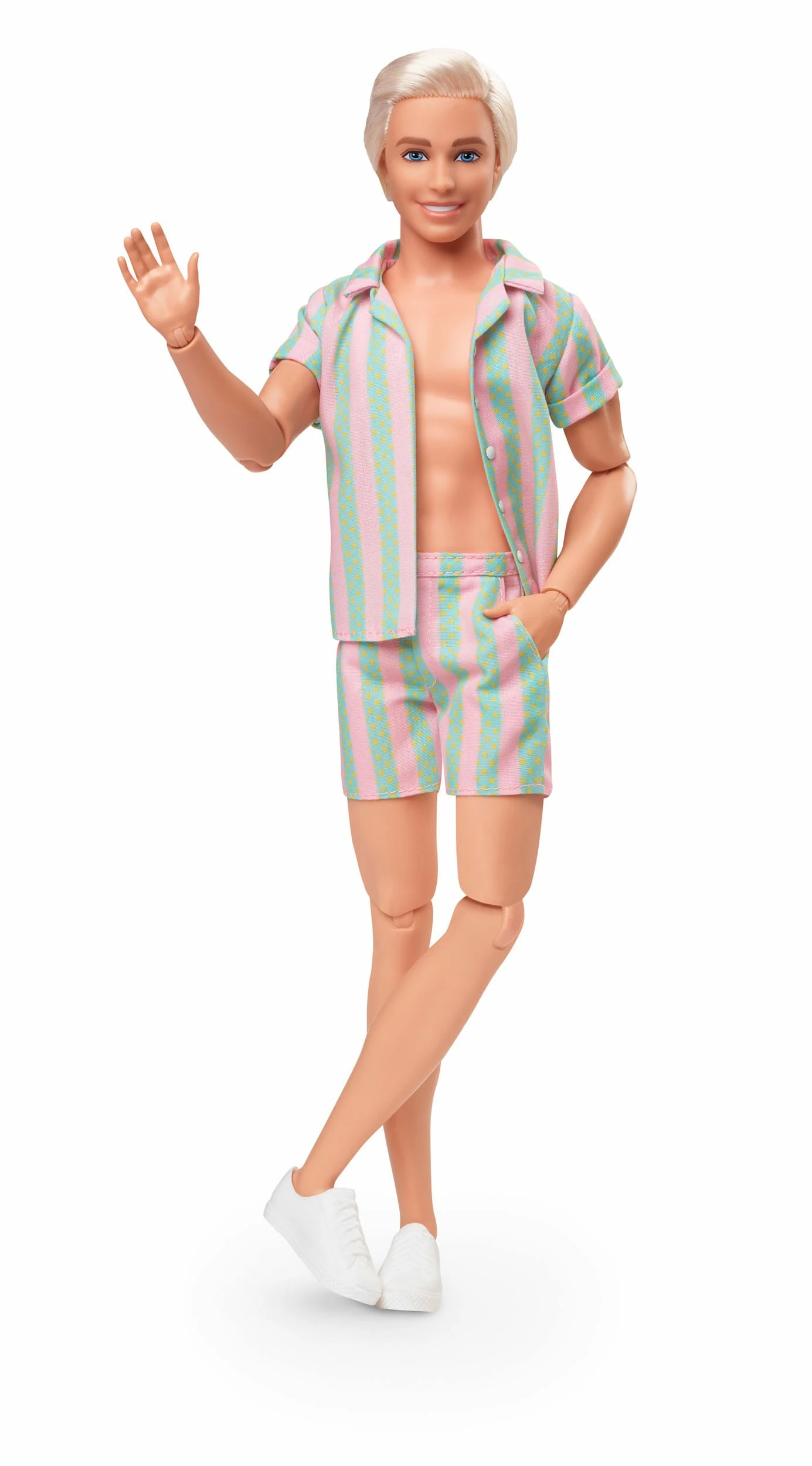Barbie The Movie Ken Doll Wearing Pastel Striped Beach Matching Set - Image 7
