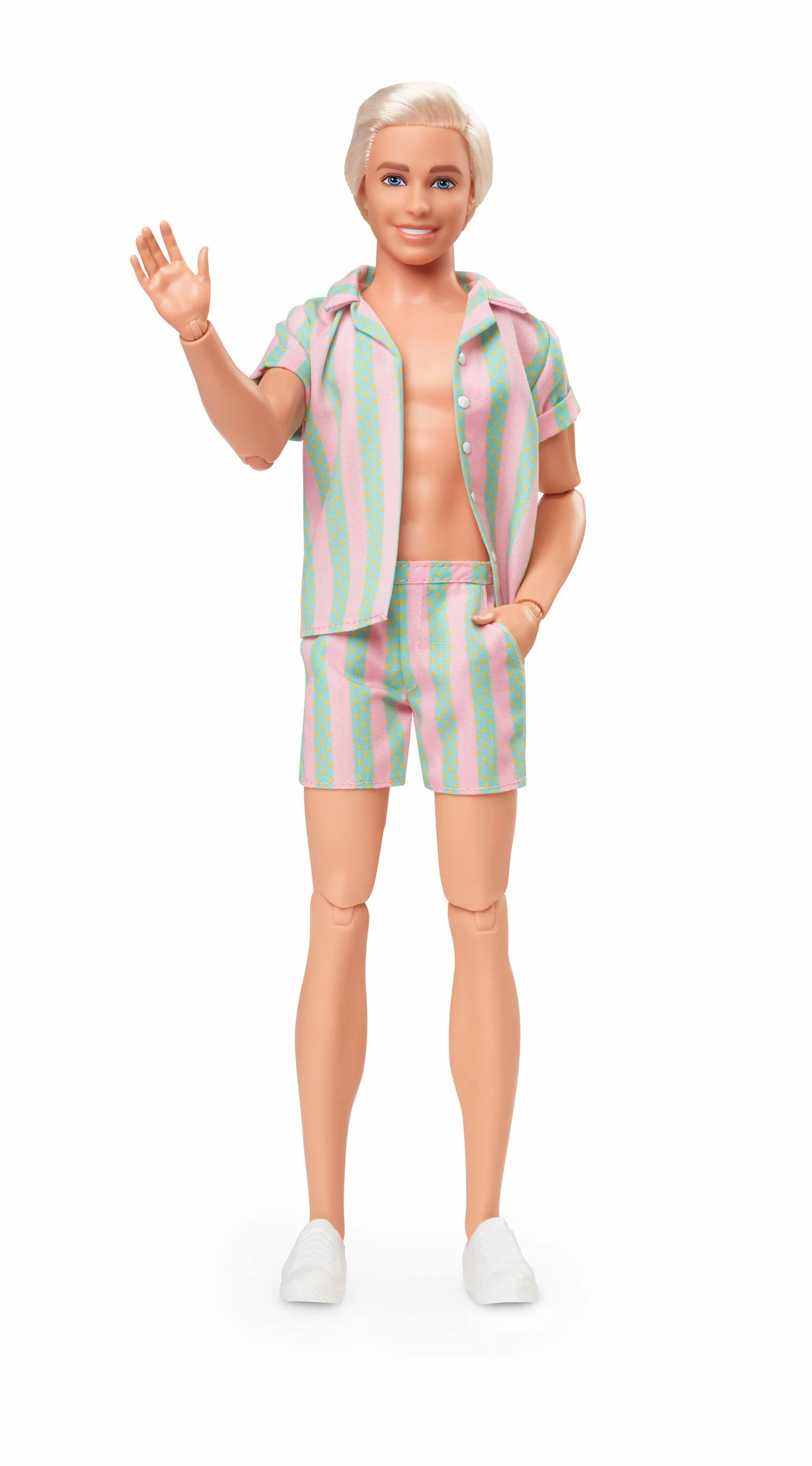 Barbie The Movie Ken Doll Wearing Pastel Striped Beach Matching Set - Image 8