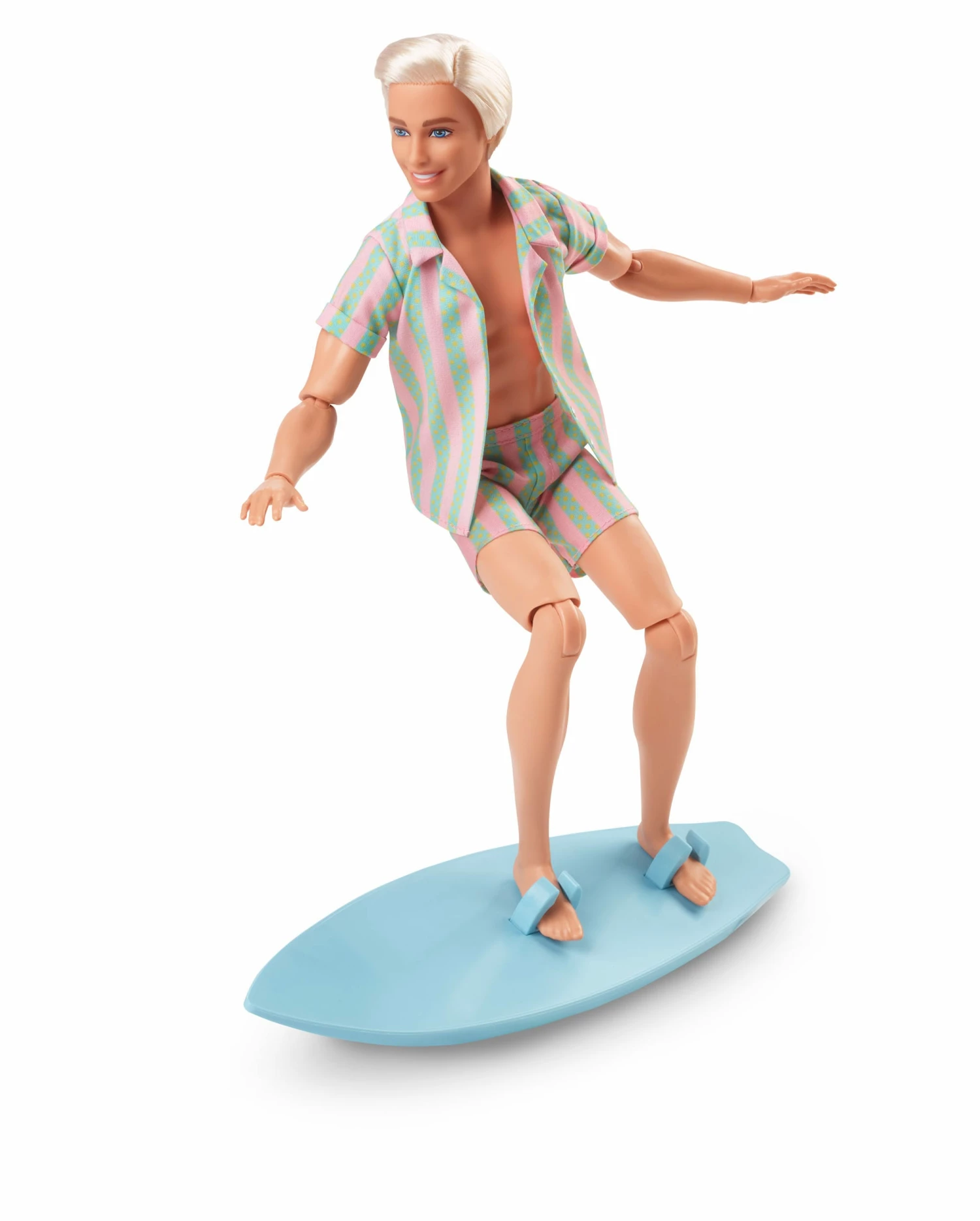 Barbie The Movie Ken Doll Wearing Pastel Striped Beach Matching Set - Image 12