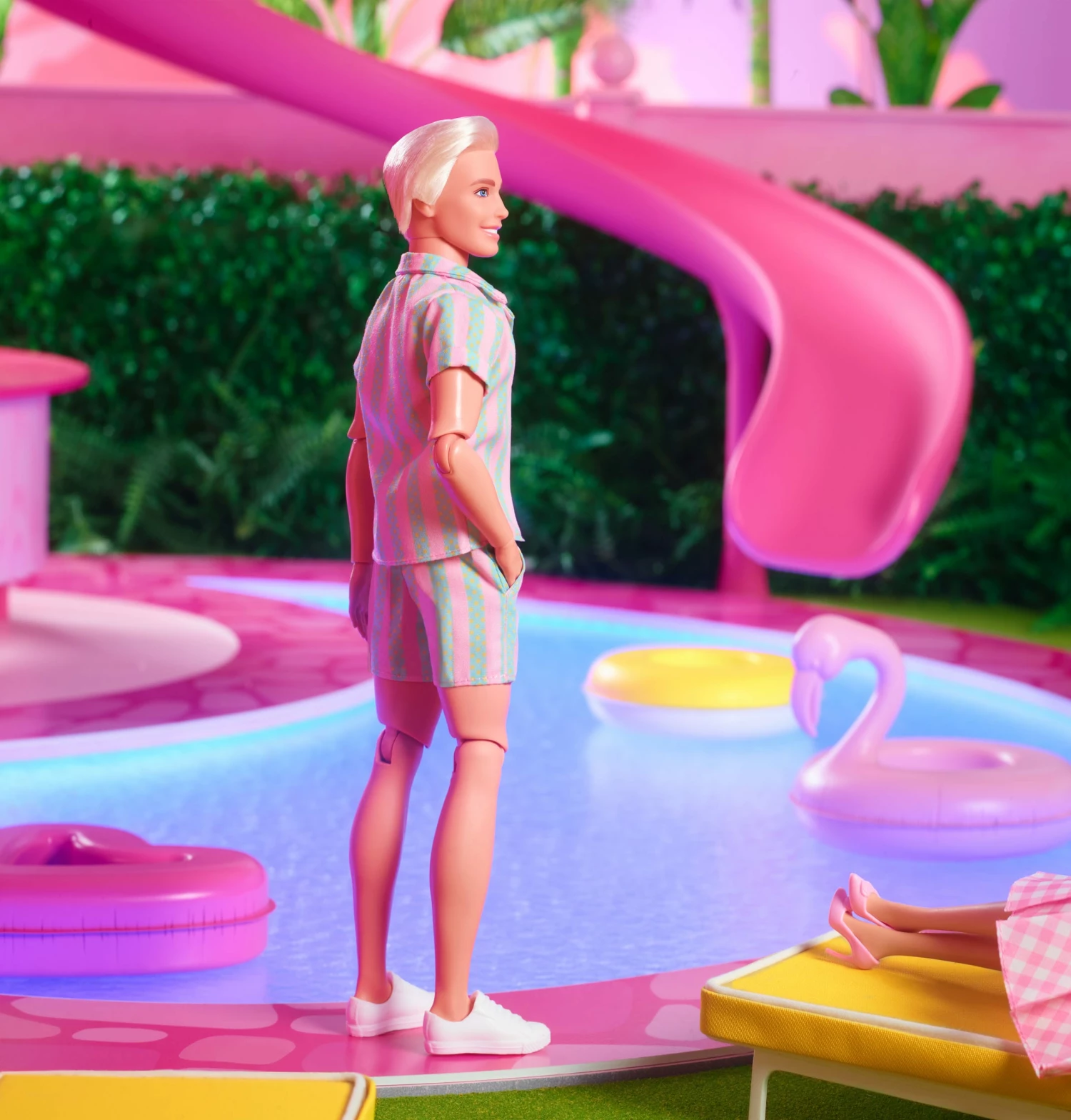 Barbie The Movie Ken Doll Wearing Pastel Striped Beach Matching Set - Image 17