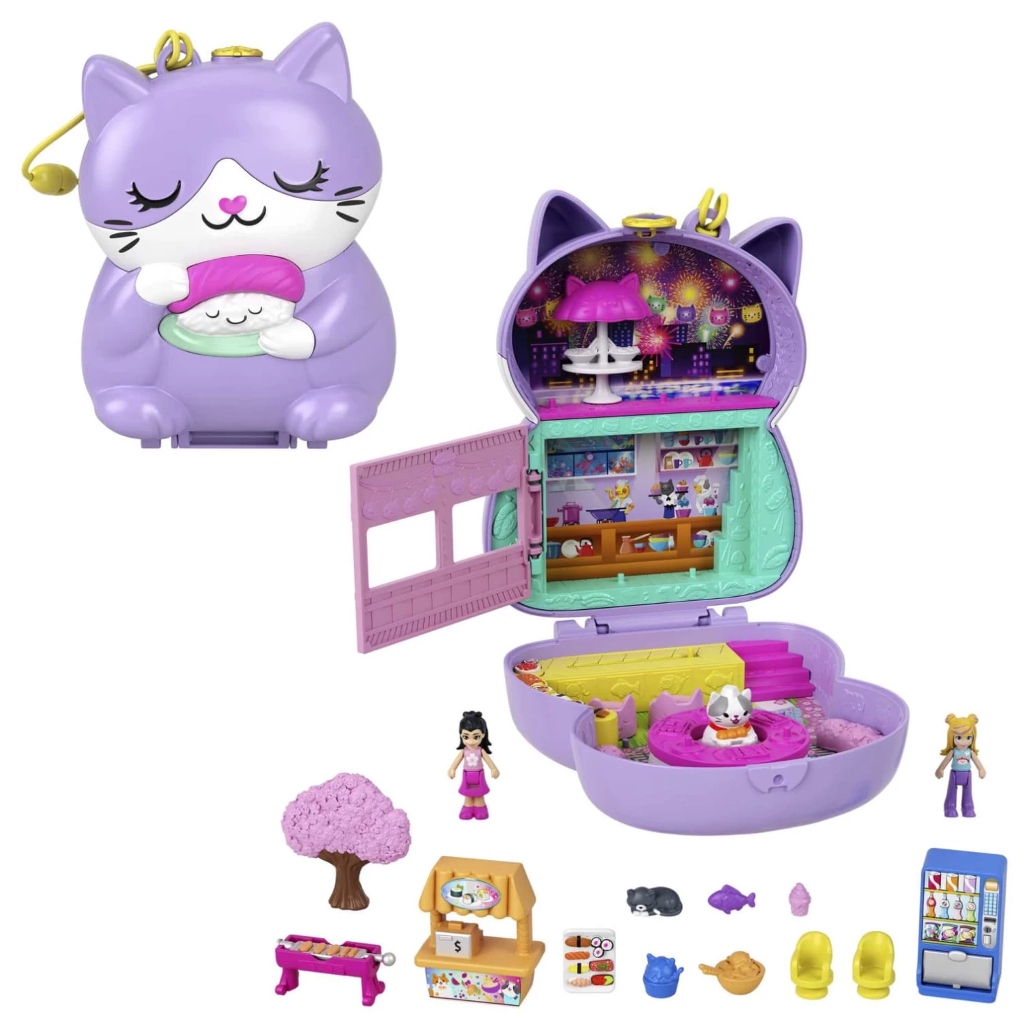 Polly Pocket Sushi Shop Cat Compact Playset - Image 2