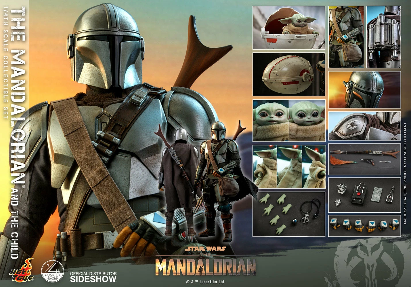 Hot Toys Star Wars The Mandalorian 1/4 Scale Action Figure 2 Pack The Mandalorian & The Child 46 Cm - Image 2