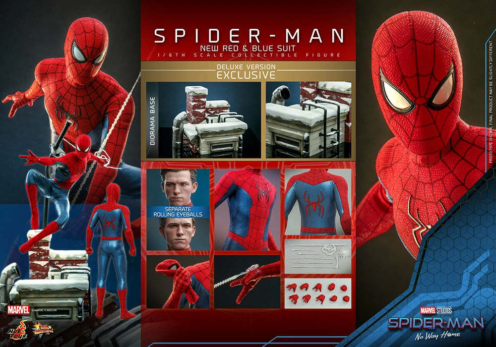 Hot Toys Spider-Man No Way Home 1/6 Scale (New Red And Blue Suit) Deluxe Spider Man - Image 2